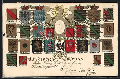 Künstler-AK Bruno Bürger & Ottillie Nr. 3705: Wappen Deutschlands mit Reichsadler