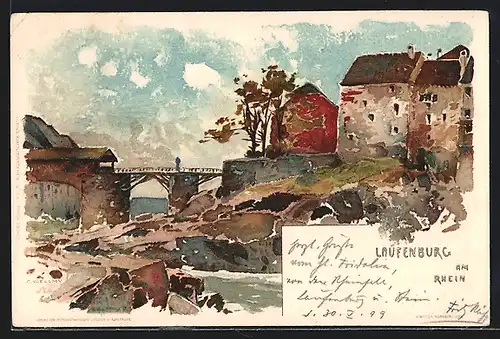 Künstler-AK Laufenburg, Ortsansicht