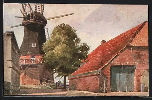 Künstler-AK Wilhelmshaven, die Banter-Mühle