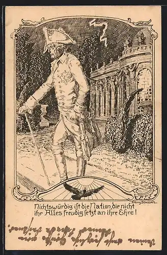 Künstler-AK Franz Stassen: Deutsch-Nationaler Jugendbund Karte Nr. 1, König Friedrich II. (der Grosse)