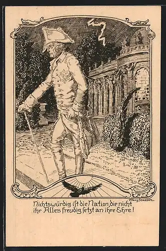 Künstler-AK Franz Stassen: Deutsch-Nationaler Jugendbund Karte Nr. 1, König Friedrich II. (der Grosse)