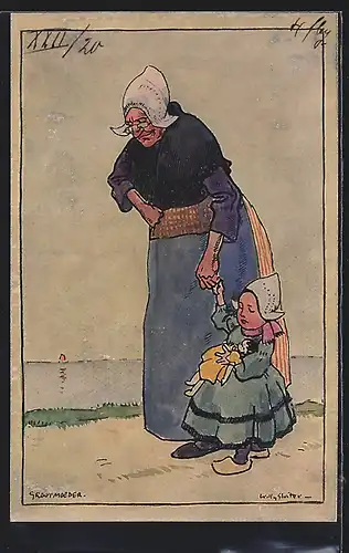 Künstler-AK Willy Sluiter: Grootmoeder, Grossmutter mit Enkelin