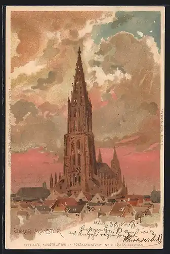 Künstler-AK P. Schmohl: Ulm, Münster im Abendlicht