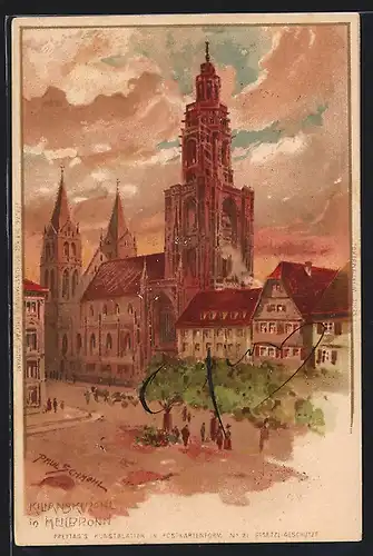 Künstler-AK P. Schmohl: Heilbronn, Abendstimmung an der Kilianskirche