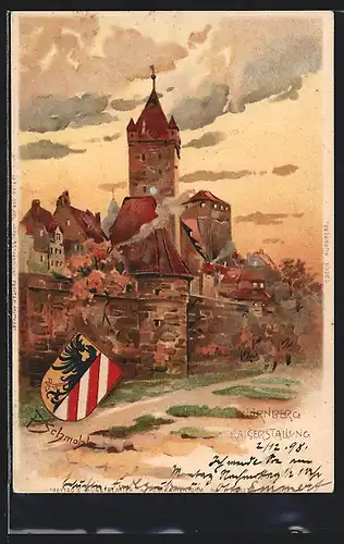 Künstler-AK Nürnberg, Kaiserstallung und Wappen