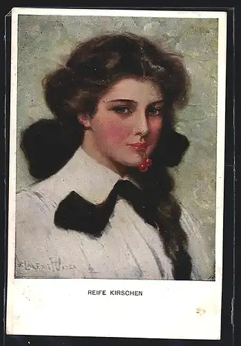 Künstler-AK Clarence F. Underwood: Cherry Ripe