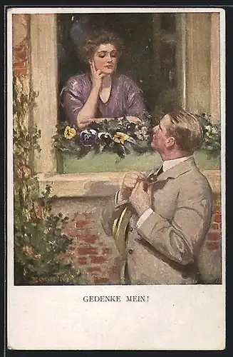 Künstler-AK Clarence F. Underwood: A Pansy For A Thought
