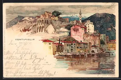 Künstler-AK Manuel Wielandt: Ventimiglia, Teilansicht