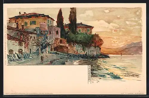 Künstler-AK Manuel Wielandt: Varenna, Küstenpartie