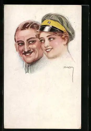 Künstler-AK Luis Usabal: Soldat mit Liebchen