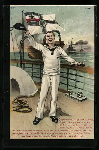 AK Matrose auf dem Deck eines Kriegsschiffes