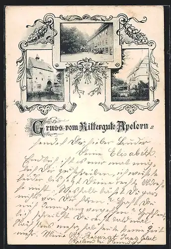 AK Apelern, Rittergut, Tor, Gebäudepartie