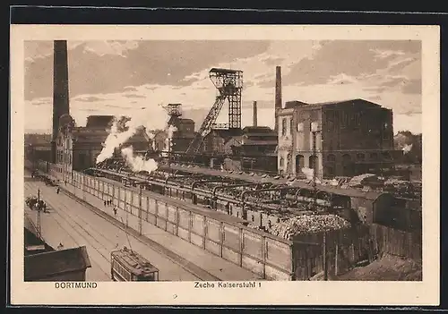 AK Dortmund, Zeche Kaiserstuhl 1, Strassenbahn