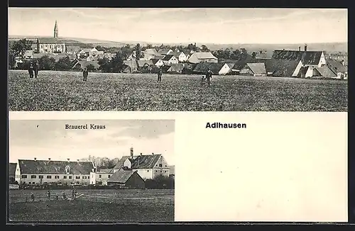 AK Adlhausen, Brauerei Kraus, Ortsansicht