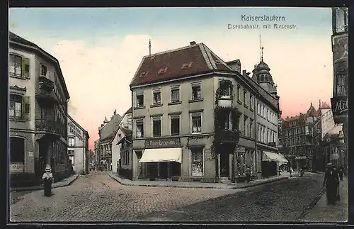 AK Kaiserslautern, Eisenbahn Strasse mit Riesen-Strasse