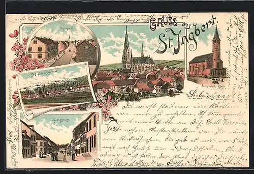 Lithographie St. Ingbert, Eisenwerk, Ludwigstrasse, Teilansicht