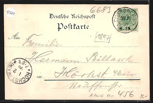 Lithographie Elversberg /Trier, Ortsansicht von Norden, Kirche, Strassenpartie mit Geschäft