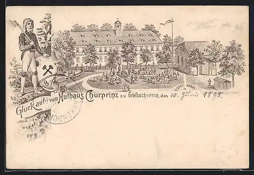 Lithographie Grossschirma, Am Huthaus Churprinz