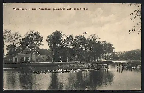 AK Middelburg, Oude Visscherij seissingel met eenden kooi