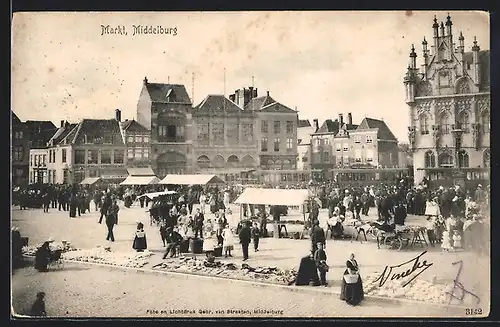 AK Middelburg, Markt mit Verkaufsständen