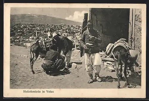 AK Veles, Hufschmiede mit Blick auf die Stadt