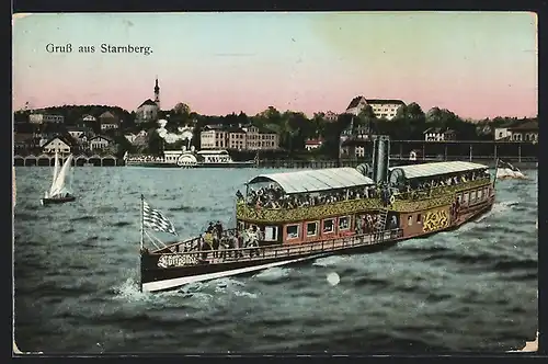 AK Starnberg, Raddampfer Luitpold und Bavaria