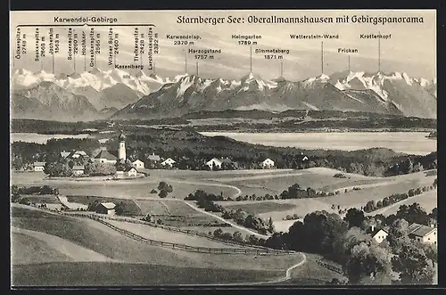 AK Oberallmannshausen / Starnberger See, Totale mit Gebirgspanorama