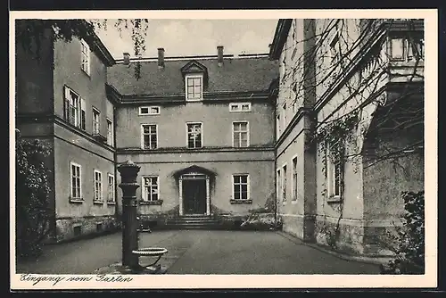 AK Neudietendorf, Frauenschule, Eingang vom Garten