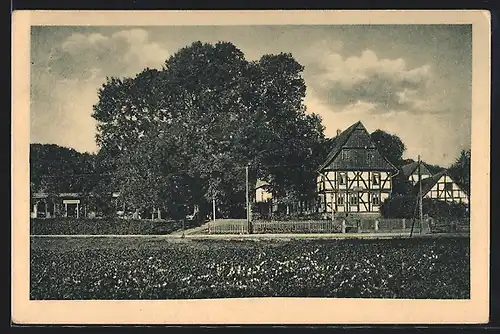 AK Eichenkrug, Ortspartie mit alten Fachwerkhäusern