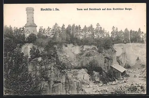 AK Rochlitz, Turm und Steinbrüche auf dem Rochlitzer Berg