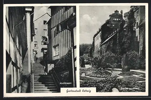 AK Kettwig, Kirchtreppe, Schloss Landsberg