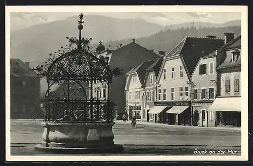 AK Bruck an der Mur, Platz mit Glashandlung Franz Gruber