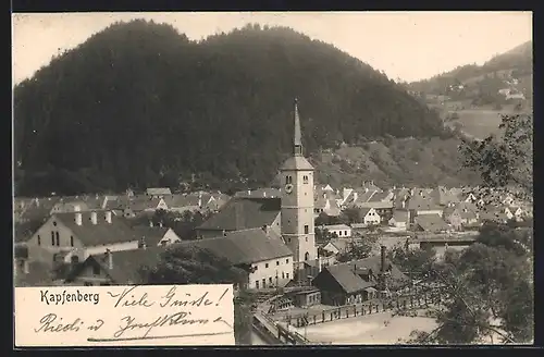 AK Kapfenberg, Ortspanorama mit Kirche