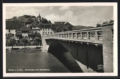 AK Bruck a. d. Mur, Murbrücke mit Schlossberg