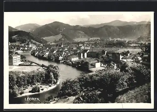 AK Leoben, Ortsansicht aus der Vogelschau