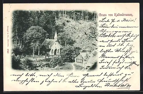 AK Kaltenbrunnen, Blick zur Waldkirche