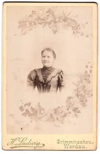 Fotografie H. Ludwig, Crimmitschau, Brustportrait junge Dame mit zurückgebundenem Haar