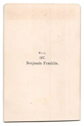 Fotografie unbekannter Fotograf und Ort, Portrait Benjamin Franklin, nach Kupferstich von Bisi