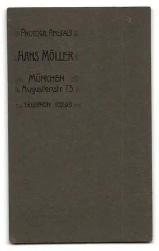 Fotografie Hans Möller, München, Augustenstr. 75, Portrait bayrischer Soldat in Uniform