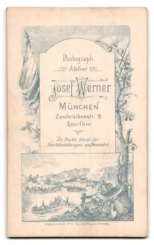Fotografie Josef Werner, München, Zweibrückenstr. 2, Portrait Soldat in Uniform mit Schulterklappen