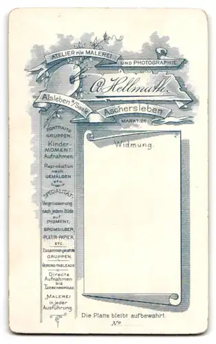 Fotografie A. Hellmuth, Aschersleben, Markt 25, Portrait eleganter Herr mit Krawatte und Schnurrbart
