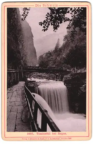 Fotografie Römmler & Jonas, Dresden, Ansicht Ragaz, Der Taminafall mit Holzsteg