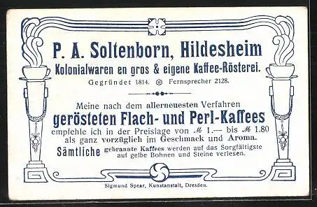 Sammelbild P.A. Soltenborn Kaffee, Hildesheim, Serie 5377 No.3, Wapitihirsch im Herbst und Frühling