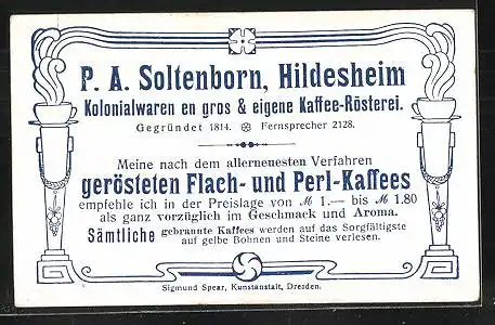 Sammelbild P.A. Soltenborn Kaffee, Hildesheim, Serie 5377 No.1, Edelhirsche im Herbst und Winter