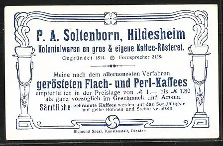 Sammelbild P.A. Soltenborn Kaffee, Hildesheim, Serie 5377 No.1, Edelhirsche im Winter und Herbst