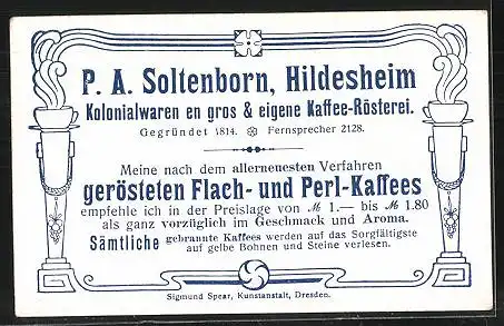 Sammelbild P.A. Soltenborn Kaffee, Hildesheim, Serie 5377 No.1, Winter- und Herbstlandschaften mit Edelhirschen