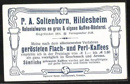 Sammelbild P.A. Soltenborn Kaffee, Hildesheim, Serie 5377 No.1, Edelhirsche, Winter- und Herbstlandschaft