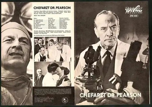 Filmprogramm PFP Nr. 94 /64, Chefarzt Dr. Pearson, Fredric March, Ben Gazzara, Regie: Phil Karlson