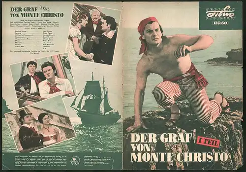 Filmprogramm Der Graf von Monte Christo - 1.Teil, Jean Marais, Roger Pigaut, Regie: Robert Vernay
