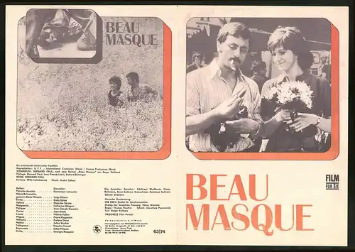 Filmprogramm Film für Sie, Beau Masque, Dominique Labourier, Luigi Diberti, Regie: Bernard Paul
